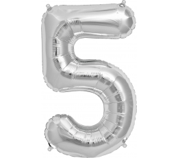 Follija balons "5" , sudraba (85cm)