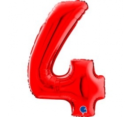 Foolium õhupall number „4“, punane (66 cm)