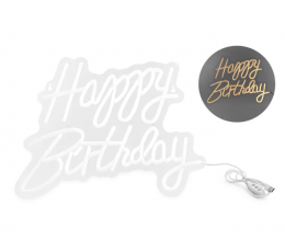 Neoon LED silt „Happy Birthday“, valge