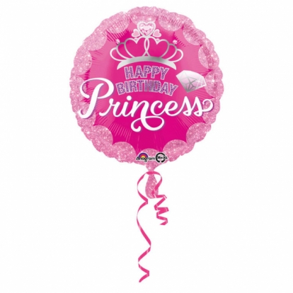 Folija balons "Princeses kronis - Happy Birthday" (43 cm)