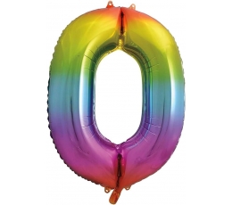 Folijas balons - cipars "0", daudzkrāsains (86 cm)