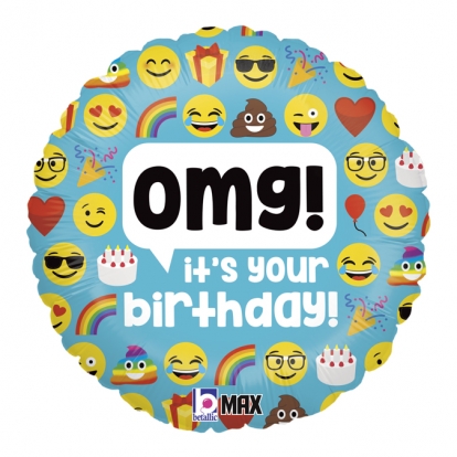 Folijas balons "OMG Emoji birthday" (46 cm)