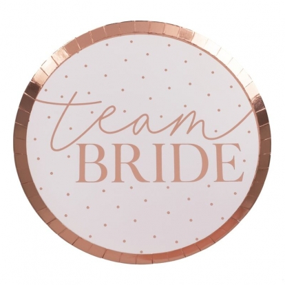 Papīra šķīvji-paliktņi "Team Bride" (8 gab/24 cm)