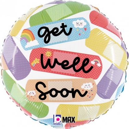 Фольгированный шар "Get well soon патчи" (46 cm)