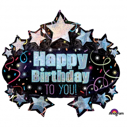 Фольгированный шарик "Happy Birthday stars" (78 x 71 см)