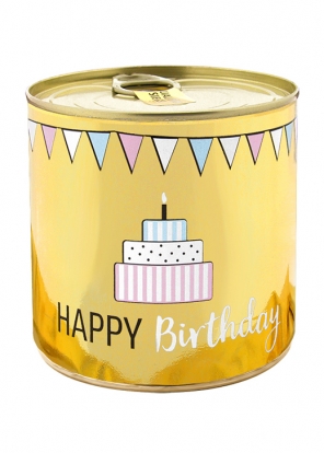 Торт-сюрприз в форме "Happy Birthday Gold", со свечой (8,5 см/140 г) 